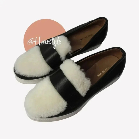 JUST BLACK platform loafer sneakers with Sherpa accents 36.5 - Picture 10 of 11